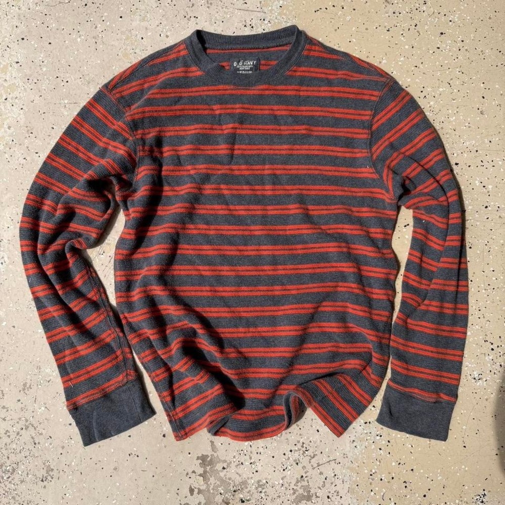 Y2K old navy striped thermal size medium orange/gray